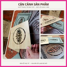 Bộ 7 Tấm Vách Gỗ MDF Trang Trí Bàn Thờ Gia Tiên Phúc Lộc Thọ Hoa Sen Lõi Xanh Chống Ẩm Dày 3mm Nhiều Màu Kích Thước 3