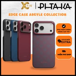 [Có iP18] Ốp PITAKA Edge Argyle Collection Bản Hở Viền Có Nút Control – Siêu Phẩm Từ Sợi Aramid Dệt cho iP 1