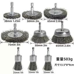 Bộ Chổi Đánh Gỉ 9 Chi Tiết Chân Lục Giác 1/4” Thép Carbon – Đánh Rỉ, Làm Sạch Kim Loại 1