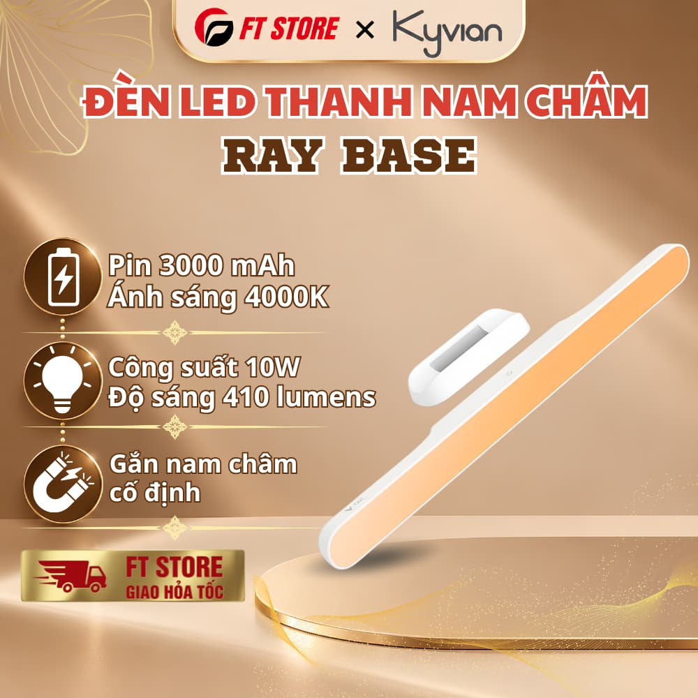 Đèn LED Thanh Không Dây Gắn Nam Châm Velix Ray Base 40cm 10W 410 Lumen - Pin Sạc 3000mAh, Xoay Góc Linh Hoạt