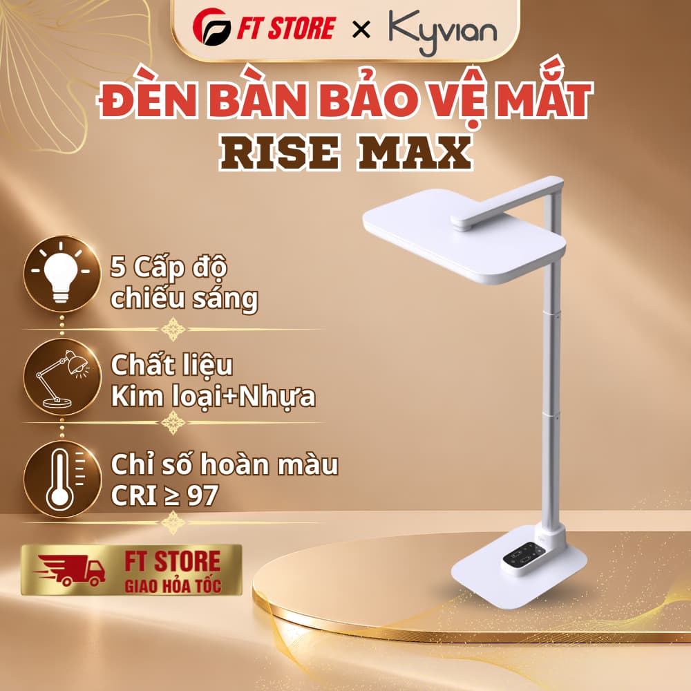 Đèn Bàn Làm Việc Bảo Vệ Mắt Kyvian Rise Max 21W 1100 Lumen CRI 97 - Chiều Cao 430-843mm, Cảm Biến Thông Minh by Velix