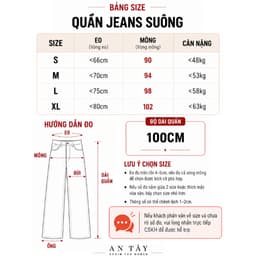 Quần Jean Nữ Suông Ống Cong AN TÂY Cạp Cao Hack Eo Style Vintage Cá Tính Chiều Dài 100cm #8900 Màu Xanh Than Wash Xước 8