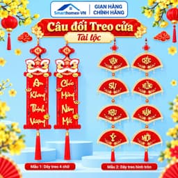 [TẾT2027]Câu Đối Treo Tết Trang Trí Đón Xuân May Mắn SmartHomeX Việt Nam Nỉ Đỏ Hoa Văn Vàng Sang Trọng 1