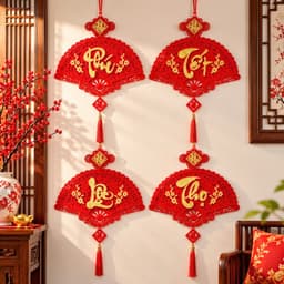 [TẾT2027]Dây Treo Thần Tài Nhung Đỏ Chữ Phúc Lộc Thọ Hình Thoi Hình Quạt Trang Trí Tết Phong Thủy 4