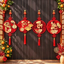 [TẾT2027]Dây Treo Thần Tài Nhung Đỏ Chữ Phúc Lộc Thọ Hình Thoi Hình Quạt Trang Trí Tết Phong Thủy 2