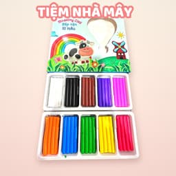 Vỉ 10 màu đất nặn ĐỨC THANH,để lâu không cứng, tái sử dụng, an toàn không dính tay, màu sắc sáng dành cho bé sáng tạo 1