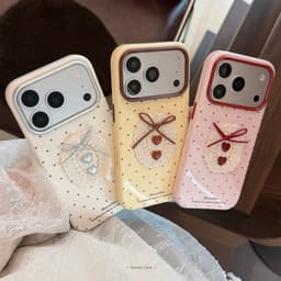 Ốp Lưng iPhone Ins Nơ Tim Chấm Bi Viền Mềm Cao Cấp Biến Hình 17PM Cho Iphone 11 12 13 14 15 16 17 18 Pro Max Plus Air 4