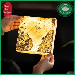 Khay kê ấm trà vuông acrylic giả đá thô có đèn led 4
