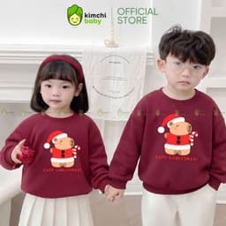 [10-29KG] Áo Nỉ Giáng Sinh Cho Bé Trai Kimchibaby Vải Nỉ 2 Da Cao Cấp Dày Mịn Ấm, Áo Sweater Thu Đông Noel AN602 2