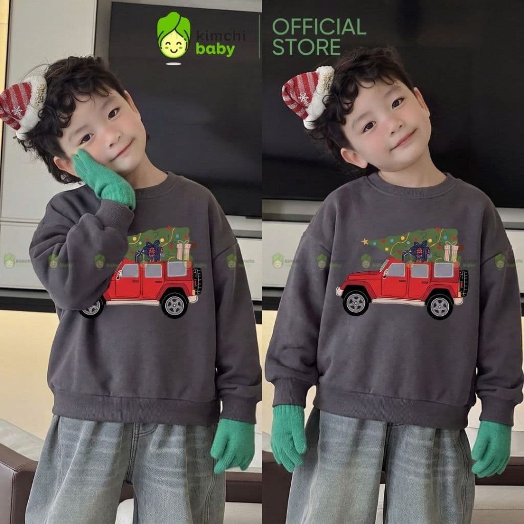 [10-29KG] Áo Nỉ Giáng Sinh Cao Cấp Cho Bé Trai, Bé Gái KIMCHIBABY Vải Nỉ 2 Da Premium Dày Mịn Ấm Họa Tiết Noel AN602