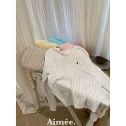 𝟏𝟒𝐚𝐦.𝐬𝐭𝐮𝐝𝐢𝐨 | Áo Len Nữ Cổ V Dệt Kim Vặn Thừng Thêu Logo Ngực Phong Cách Hàn Quốc Thanh Lịch Thu Đông 9