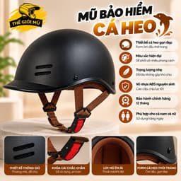 Mũ bảo hiểm cá heo nhiều màu Thế Giới Mũ, form ôm đầu, chính hãng CAMRY 5