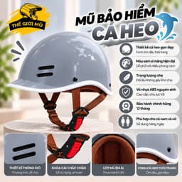 Mũ bảo hiểm cá heo nhiều màu Thế Giới Mũ, form ôm đầu, chính hãng CAMRY 8