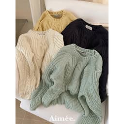 𝟏𝟒𝐚𝐦.𝐬𝐭𝐮𝐝𝐢𝐨 | Áo Len Nữ ERUME Cổ Tròn Dệt Kim Vặn Thừng Sợi Dày Dặn Phong Cách Hàn Quốc Mặc Thu Đông Thanh Lịch 5