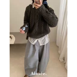 𝟏𝟒𝐚𝐦.𝐬𝐭𝐮𝐝𝐢𝐨 | Áo Len Nữ ERUME Cổ Tròn Dệt Kim Vặn Thừng Sợi Dày Dặn Phong Cách Hàn Quốc Mặc Thu Đông Thanh Lịch 7
