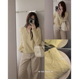 𝟏𝟒𝐚𝐦.𝐬𝐭𝐮𝐝𝐢𝐨 | Áo Len Cổ Tim Cổ V Dệt Vặn Thừng Dài Tay Thêu Logo Ngựa Dáng Suông Hàn Quốc 2