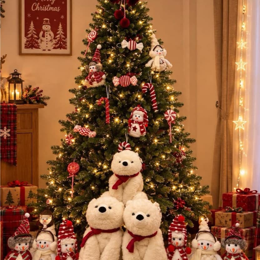 Chuông đôi nhung size 12-16cm đồ trang trí noel cây thông