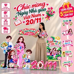 Set trang trí 20/11, back chụp ảnh, tặng kèm bảng tên, 5 hastag cầm tay , có chân đứng chắc chắn .ngày nhà giáo việt nam 1