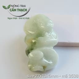 [Nông Trại Cẩm Thạch] Tượng Ngọc Mini Cẩm Thạch Phỉ Thúy May Mắn Tự Nhiên Type A Kèm kiểm định 3