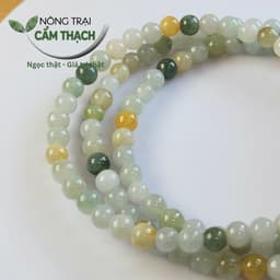[Nông Trại Cẩm Thạch] Chuỗi Quấn Tay Ngọc Cẩm Thạch Phỉ Thúy Đa Bảo Tự Nhiên Type A kèm kiểm định, hạt 5.4mm 3