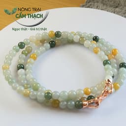 [Nông Trại Cẩm Thạch] Chuỗi Quấn Tay Ngọc Cẩm Thạch Phỉ Thúy Đa Bảo Tự Nhiên Type A kèm kiểm định, hạt 5.4mm 1