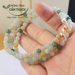 [Nông Trại Cẩm Thạch] Chuỗi Quấn Tay Ngọc Cẩm Thạch Phỉ Thúy Đa Bảo Tự Nhiên Type A kèm kiểm định, hạt 5.4mm 5
