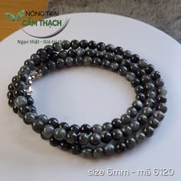 [Nông Trại Cẩm Thạch] Chuỗi Quấn Tay Ngọc Cẩm Thạch Phỉ Thúy Màu Gà Đen Tự Nhiên Type A kèm kiểm định, hạt 6mm 6120 3