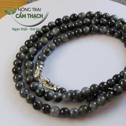 [Nông Trại Cẩm Thạch] Chuỗi Quấn Tay Ngọc Cẩm Thạch Phỉ Thúy Màu Gà Đen Tự Nhiên Type A kèm kiểm định, hạt 6mm 6120 2