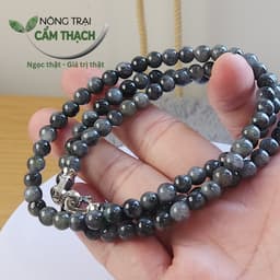 [Nông Trại Cẩm Thạch] Chuỗi Quấn Tay Ngọc Cẩm Thạch Phỉ Thúy Màu Gà Đen Tự Nhiên Type A kèm kiểm định, hạt 6mm 6120 1