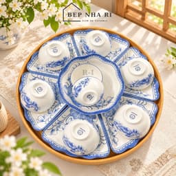 [ BepNhaRi ] Bộ Mặt Trời Họa Tiết Hoa Sen Xanh – Vẻ Đẹp Truyền Thống, Tinh Tế Cho Không Gian Thờ Cúng 3