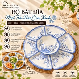 [ BepNhaRi ] Bộ Mặt Trời Họa Tiết Hoa Sen Xanh – Vẻ Đẹp Truyền Thống, Tinh Tế Cho Không Gian Thờ Cúng 1