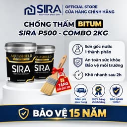[2KG] Sơn Chống Thấm Bitum SIRA P500 – Chống Thấm Mái Tôn, Sàn Mái, Máng Xối, Tường Và Bể Xi Măng – Tặng Chổi 1
