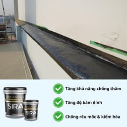 [2KG] Sơn Chống Thấm Bitum SIRA P500 – Chống Thấm Mái Tôn, Sàn Mái, Máng Xối, Tường Và Bể Xi Măng – Tặng Chổi 3