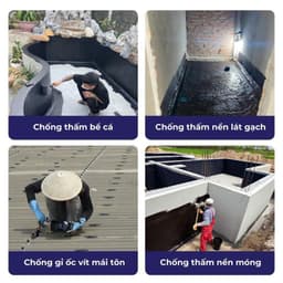 [2KG] Sơn Chống Thấm Bitum SIRA P500 – Chống Thấm Mái Tôn, Sàn Mái, Máng Xối, Tường Và Bể Xi Măng – Tặng Chổi 5
