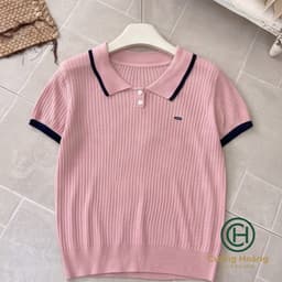 Áo Len Polo Mongtoghi Nữ Cộc Tay Cổ Bẻ Viền Phối Màu - Áo Dệt Kim Mỏng 2 Cúc Phong Cách Thể Thao Dáng Trẻ 8 Màu 50-60kg 2