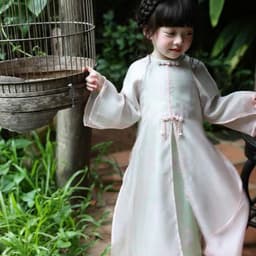 Áo dài cách tân cho bé gái - vải lụa Vân kèm choàng tơ óng cao cấp - thiết kế đẹp mắt sang trọng - nhiều màu diện Tết 4