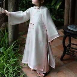 Áo dài cách tân cho bé gái - vải lụa Vân kèm choàng tơ óng cao cấp - thiết kế đẹp mắt sang trọng - nhiều màu diện Tết 8