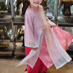 Áo dài cách tân cho bé gái - vải lụa Vân kèm choàng tơ óng cao cấp - thiết kế đẹp mắt sang trọng - nhiều màu diện Tết 1