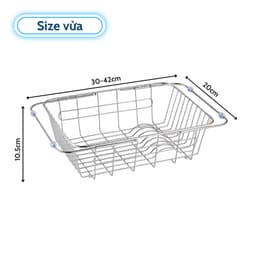 Rổ Inox Gác Bồn Rửa Bát Đa Năng Bepcuatom, Rổ Rửa Rau Ráo Nước, Giá Để Bát Gác Bồn Rửa Có Thể Kéo Dài Thu Gọn Tiện Lợi 3