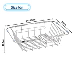 Rổ Gác Bồn Rửa Bát TADI Chất Liệu Inox 304, Rổ Rửa Rau, Giá Úp Bát Gác Bồn Rửa Kéo Dài Thu Gọn Tiện Lợi 4