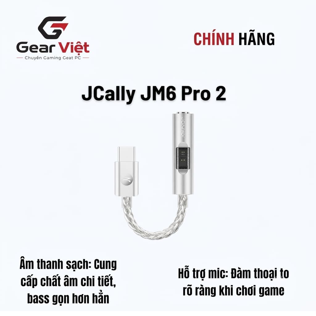 (Gear việt)JCally JM6 Pro 2 Dongle DAC/AMP Đầu chuyển tai nghe chất lượng cao Type C to 3.5mm