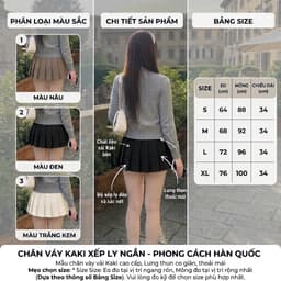 Chân Váy Xếp Ly Kaki L1 Phối Khuy Cạp Cạp Cao Hack Dáng - Váy Ngắn Có Quần Trong Dày Dặn Đứng Form Tôn Dáng Nữ HQ888 2