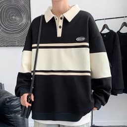 Áo Sweeter Polo Nam Nữ  Đen Trắng Form Suông Vải Nỉ Bông Mềm Mịn,Phong cách đường phố 1