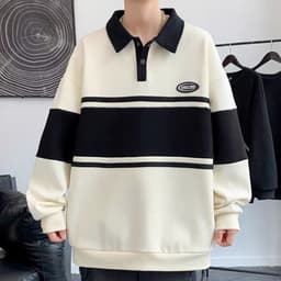 Áo Sweeter Polo Nam Nữ  Đen Trắng Form Suông Vải Nỉ Bông Mềm Mịn,Phong cách đường phố 3