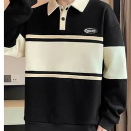 Áo Sweeter Polo Nam Nữ  Đen Trắng Form Suông Vải Nỉ Bông Mềm Mịn,Phong cách đường phố 8