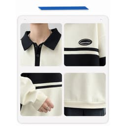 Áo Sweeter Polo Nam Nữ  Đen Trắng Form Suông Vải Nỉ Bông Mềm Mịn,Phong cách đường phố 5