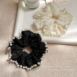Dây Buộc Tóc Scrunchie Đính Ngọc Trai Phối Đá Lấp Lánh Phong Cách Hàn Quốc, Chun Buộc Tóc Nữ Thanh Lịch CEM Xinh 3