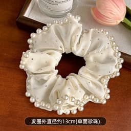 Dây Buộc Tóc Scrunchie Đính Ngọc Trai Phối Đá Lấp Lánh Phong Cách Hàn Quốc, Chun Buộc Tóc Nữ Thanh Lịch CEM Xinh 5