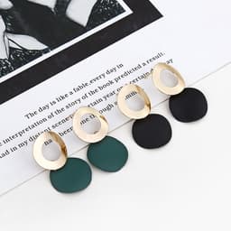 Bông Tai Nữ Hình Học Tròn Phối Khoen Vàng, Khuyên Tai Tròn Hai Tầng Phong Cách Hàn Quốc Vintage Thanh Lịch CEM Xinh 5