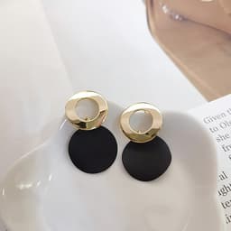 Bông Tai Nữ Hình Học Tròn Phối Khoen Vàng, Khuyên Tai Tròn Hai Tầng Phong Cách Hàn Quốc Vintage Thanh Lịch CEM Xinh 3